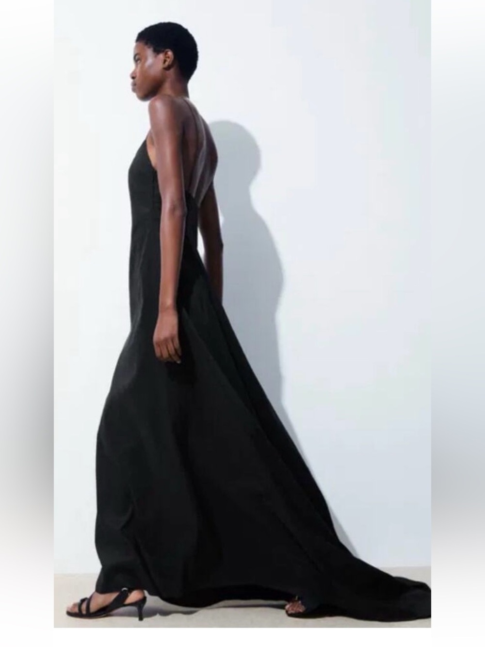 COS Atelier V-neck Linen Asymetrical Hem Maxi Dress